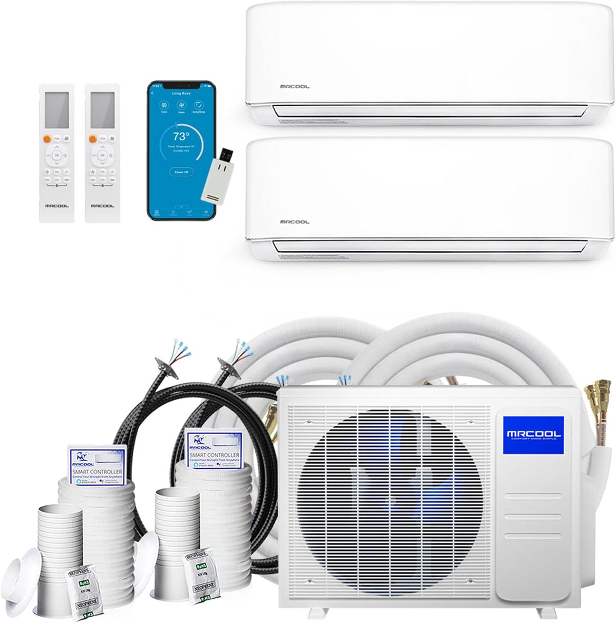 MRCOOL 2-Zone 18K BTU, 23.9 SEER2 Ductless Mini Split Air Conditioner & Heat Pump (9K+9K),