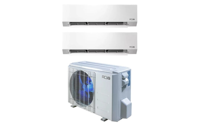 ACIQ 2 Zone Mini Split System 23 SEER2 18,000 BTU (1 1/2 ton) Up to 2 Zone Up to 900 Sq Ft + 2 Mounts (Air Handlers)