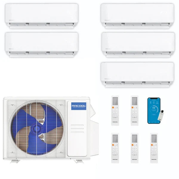 MRCOOL 5-Zone 30K BTU 23 SEER2 Ductless Mini Split W/Heat Pump (6K+6K+6K+6K+6K),