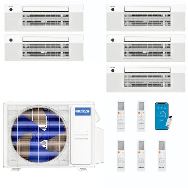 MRCOOL 5-Zone 33K BTU 23 SEER2 Ceiling Cassette Ductless Mini Split W/Heat Pump (6K+6K+6K+6K+9K)