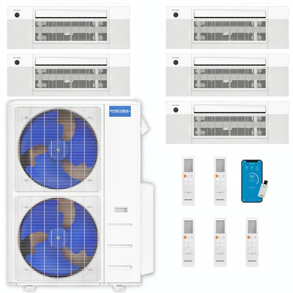 MRCOOL 5-Zone 48K BTU 22 SEER2 Ceiling Cassette Ductless Mini Split W/Heat Pump (6K+6K+6K+12K+18K)