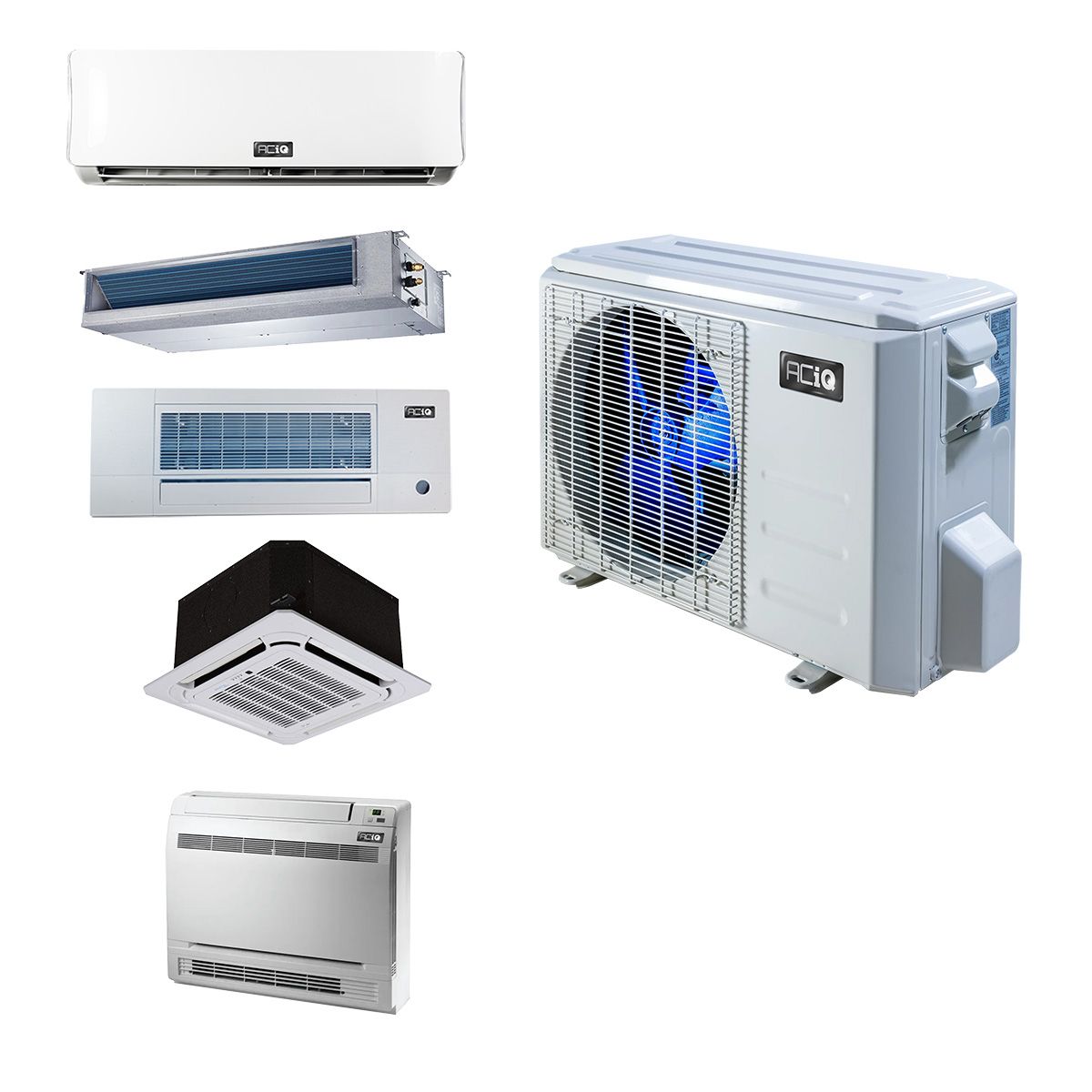 ACIQ 2 Zone Mini Split System 23 SEER2 18,000 BTU (1 1/2 ton) Up to 2 Zone Up to 900 Sq Ft + 2 Mounts (Air Handlers)