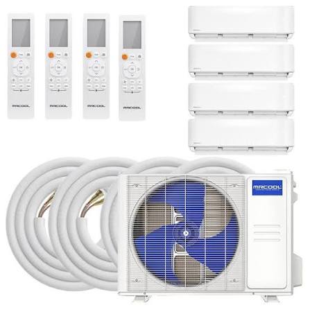 36k BTU 21.5 SEER Multi-Zone MrCool DIY 4 Zone Ductless Heat Pump Split System - 9k+9k+12k+12k