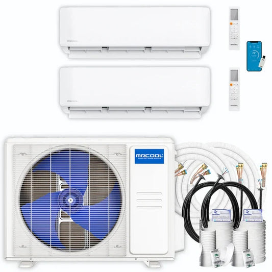 MRCOOL 2-Zone 18K BTU 23.9 SEER2 Ductless Mini Split w/ Heat Pump (6K+12K)