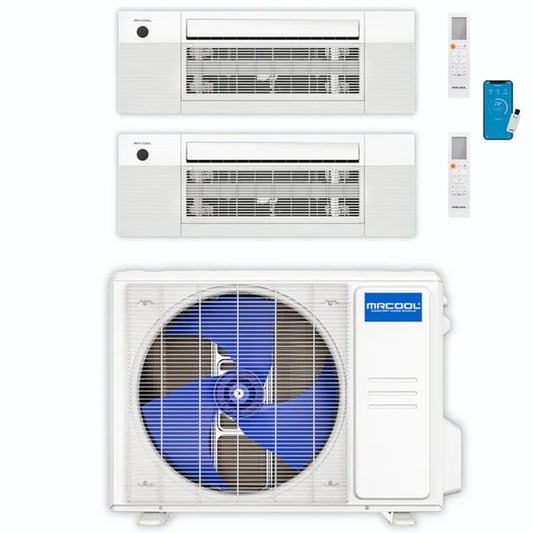 MRCOOL 21K BTU 23 SEER2 Ceiling Cassette Ductless Mini Split w/ Heat Pump (9K+12K)