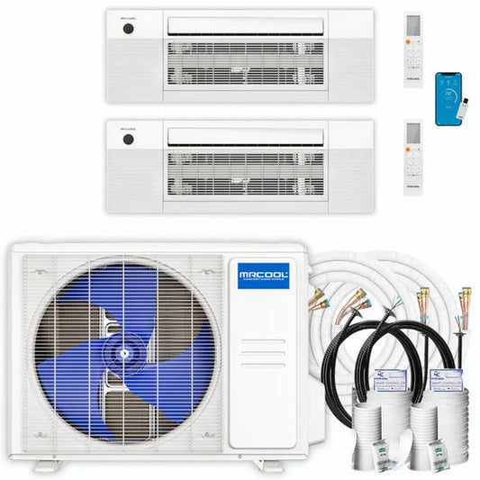 MRCOOL 2-Zone 18K BTU 23 SEER2 Ceiling Cassette Ductless Mini Split w/ Heat Pump (6K+12K)